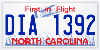 NC license plate DIA1392