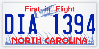 NC license plate DIA1394