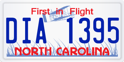 NC license plate DIA1395