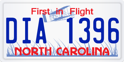 NC license plate DIA1396