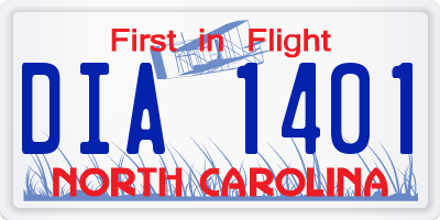 NC license plate DIA1401