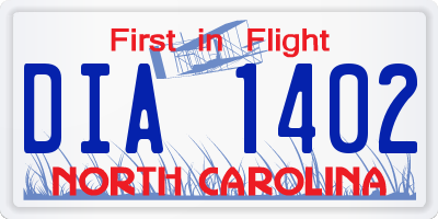 NC license plate DIA1402