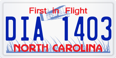 NC license plate DIA1403
