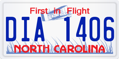 NC license plate DIA1406