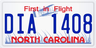 NC license plate DIA1408