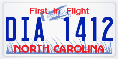 NC license plate DIA1412