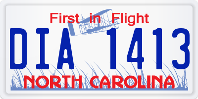 NC license plate DIA1413