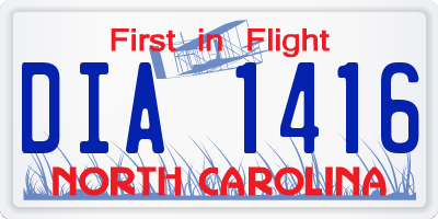 NC license plate DIA1416