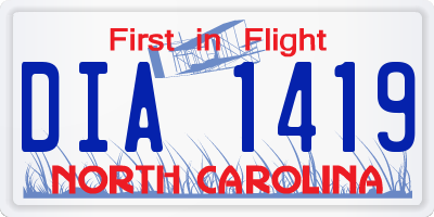 NC license plate DIA1419