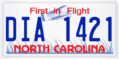 NC license plate DIA1421