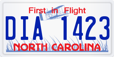 NC license plate DIA1423