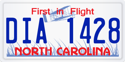 NC license plate DIA1428