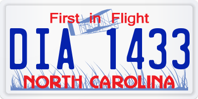 NC license plate DIA1433