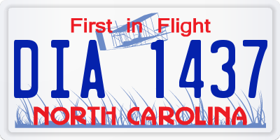 NC license plate DIA1437