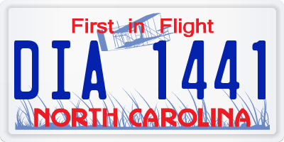 NC license plate DIA1441