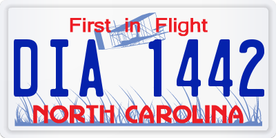 NC license plate DIA1442