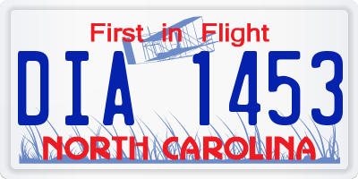 NC license plate DIA1453