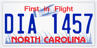 NC license plate DIA1457