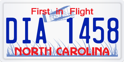NC license plate DIA1458