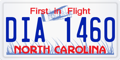 NC license plate DIA1460