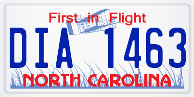 NC license plate DIA1463