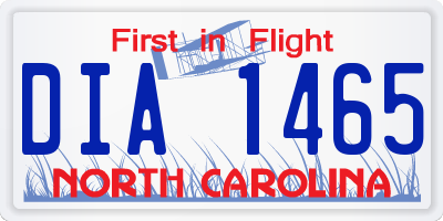 NC license plate DIA1465