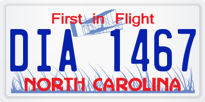 NC license plate DIA1467