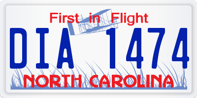 NC license plate DIA1474