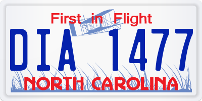 NC license plate DIA1477
