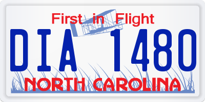NC license plate DIA1480