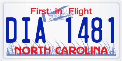 NC license plate DIA1481