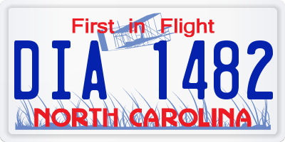 NC license plate DIA1482