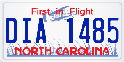 NC license plate DIA1485