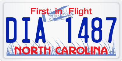 NC license plate DIA1487