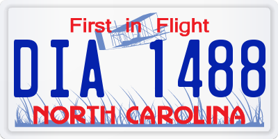 NC license plate DIA1488