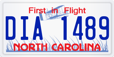 NC license plate DIA1489