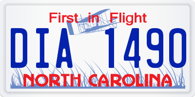 NC license plate DIA1490