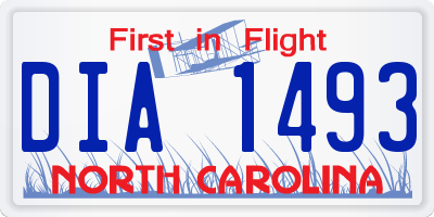NC license plate DIA1493