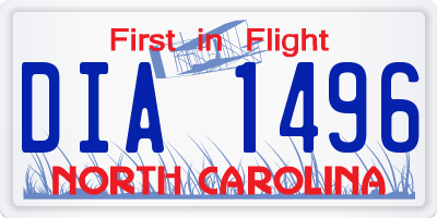 NC license plate DIA1496