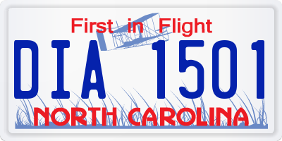 NC license plate DIA1501