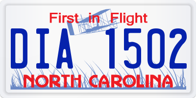 NC license plate DIA1502