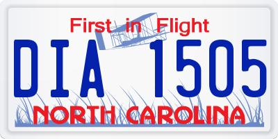 NC license plate DIA1505