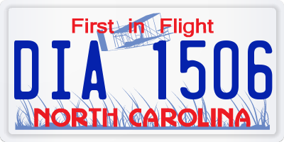 NC license plate DIA1506