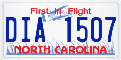 NC license plate DIA1507