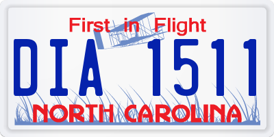 NC license plate DIA1511