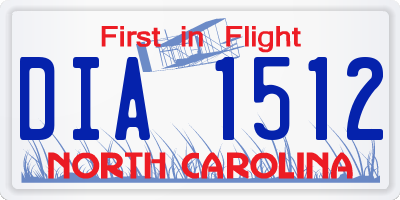 NC license plate DIA1512