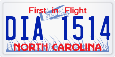 NC license plate DIA1514