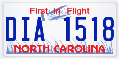 NC license plate DIA1518