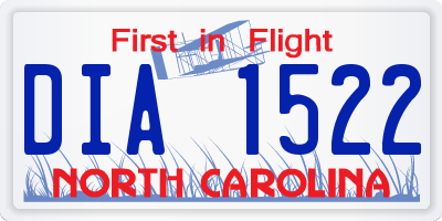 NC license plate DIA1522