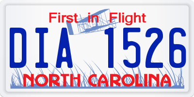 NC license plate DIA1526